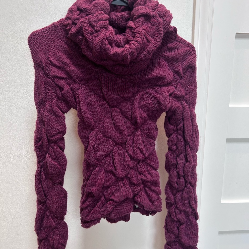 Reflex Y2K Purple Cowl Neck Sweater with Textured Design